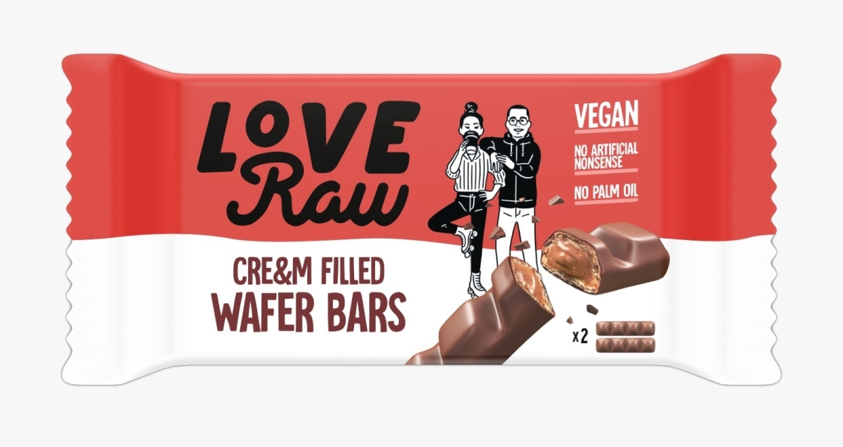 LoveRaw Schokoladen-Waffel-Riegel mit Haselnussfüllung 43g