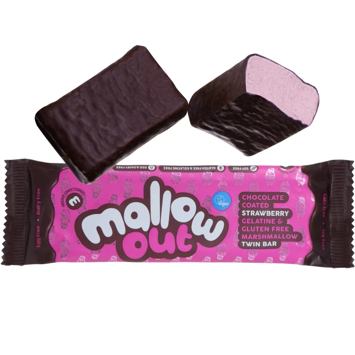 Mallow Out Erdbeer-Marshmallow Riegel mit dunkler Schokolade 35g