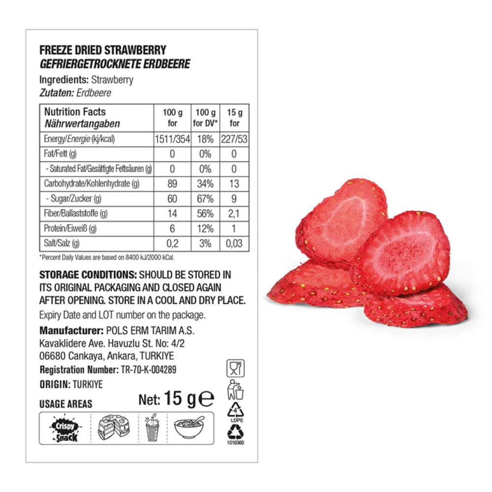 POL'S FREEZE FRESH Gefriergetrocknete Erdbeere Scheiben 15g