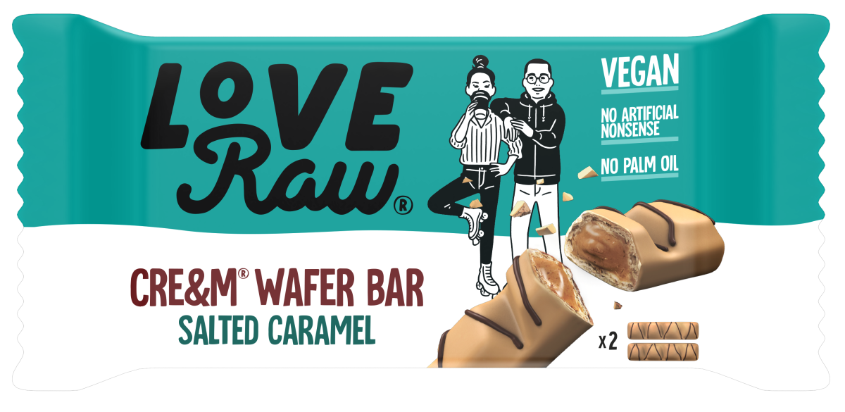 LoveRaw Schokoladen-Waffel-Riegel Salted Caramel 45g